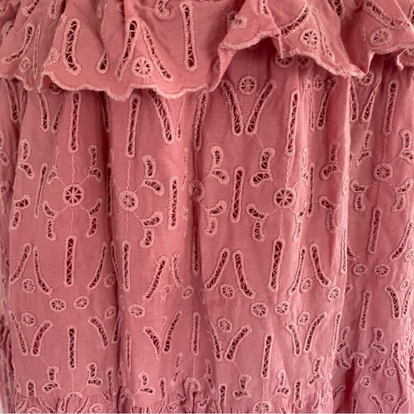 SEA NEW YORK Ingrid Smocked Ruffle Eyelet Midi Dress Sz 10 - Picture 7 of 10